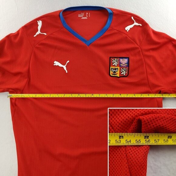 Puma Czech Republic Soccer Jersey USP 2008-09 Home Shirt Crest Men's Large - Picture 6 of 13